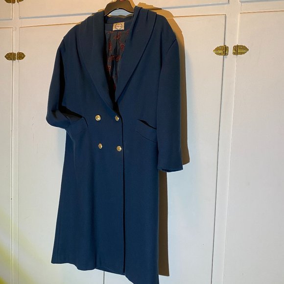 Paris Sports Club Jackets & Blazers - Vintage Paris Sports Club Bluish-Green Wool Full Length Coat